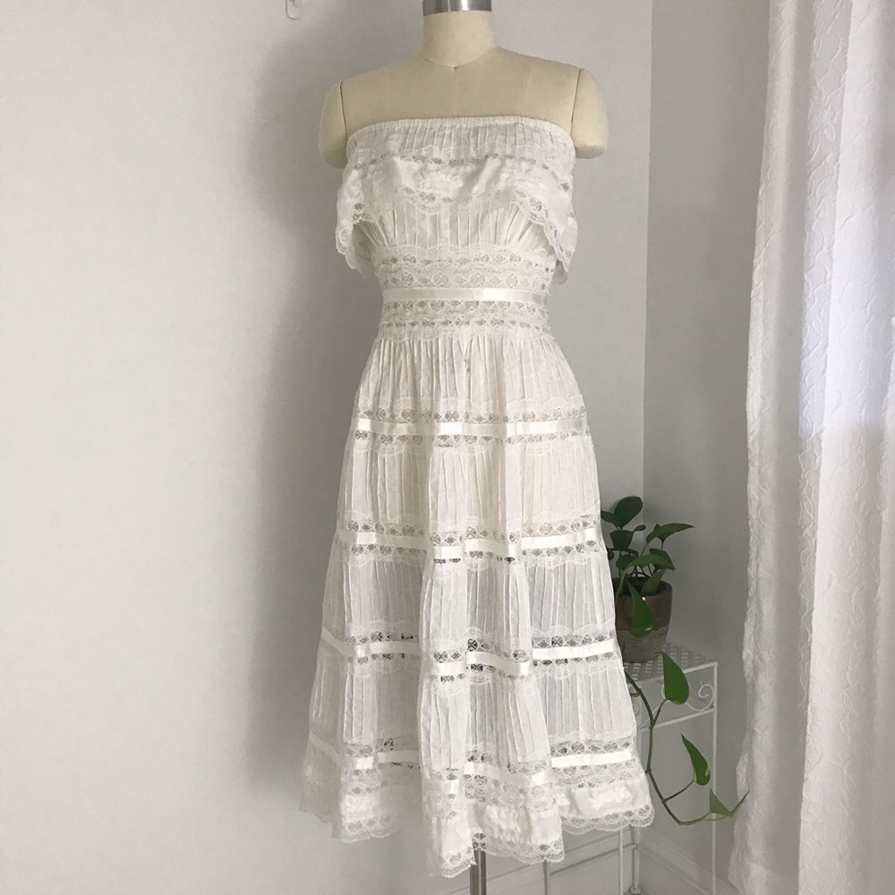 True Vintage White Cottagecore  Prairie Dress